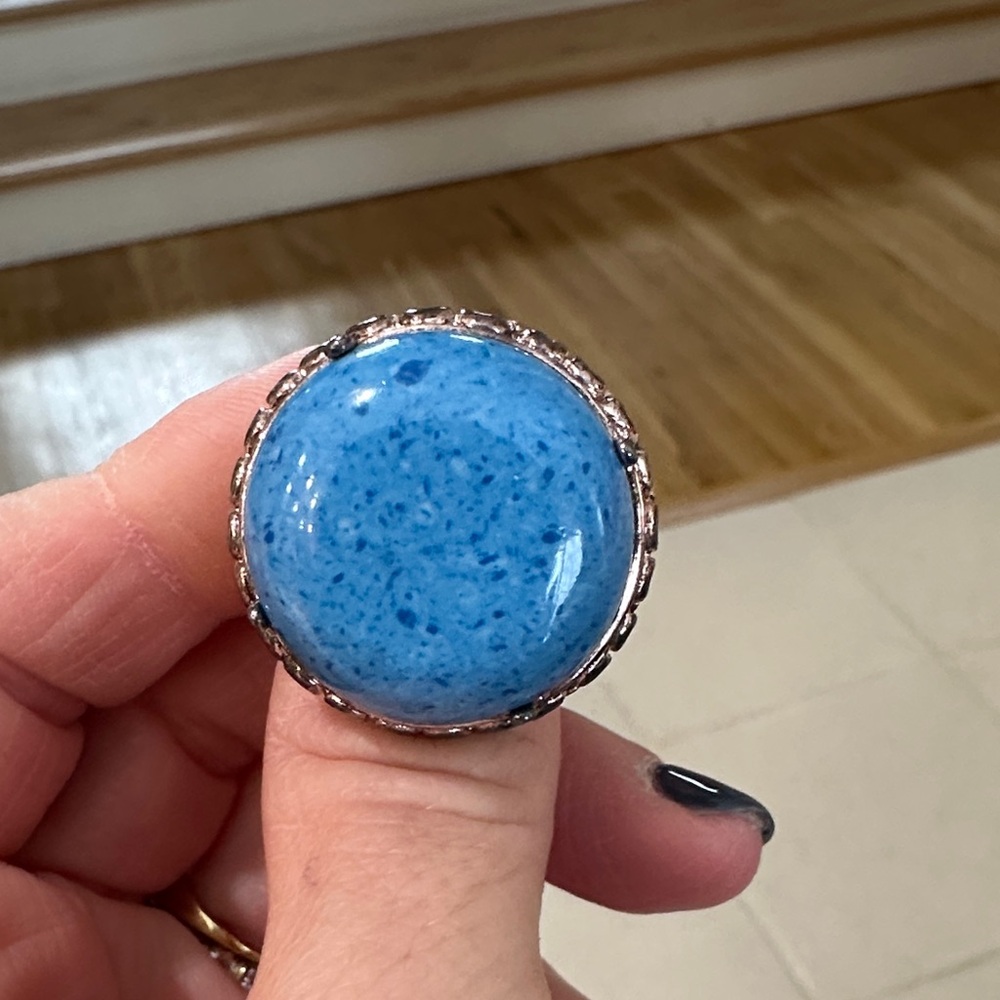 Source Unknown Speckled Blue Statement Ring - image 1